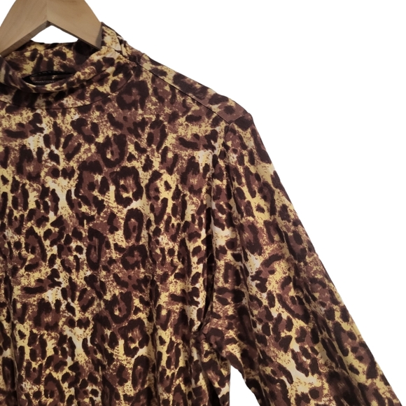Brooke Shields Pullover Sweater Mock Neck Animal Print Size Large - Picture 2 of 7